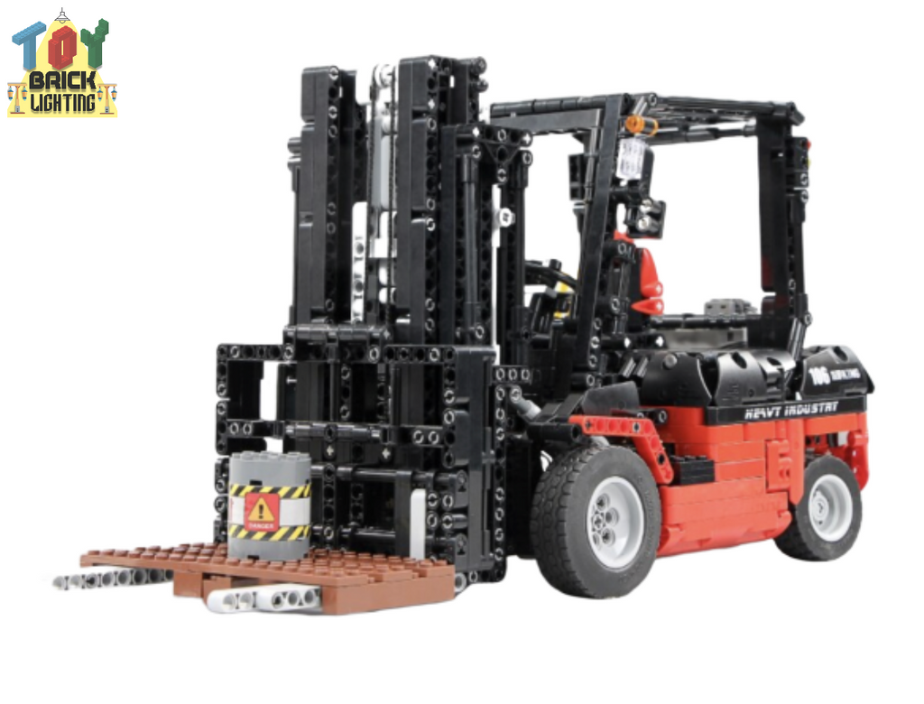 Red Forklift Remote Control Technical Powered MOC Brick Set - Toy Brick Lighting