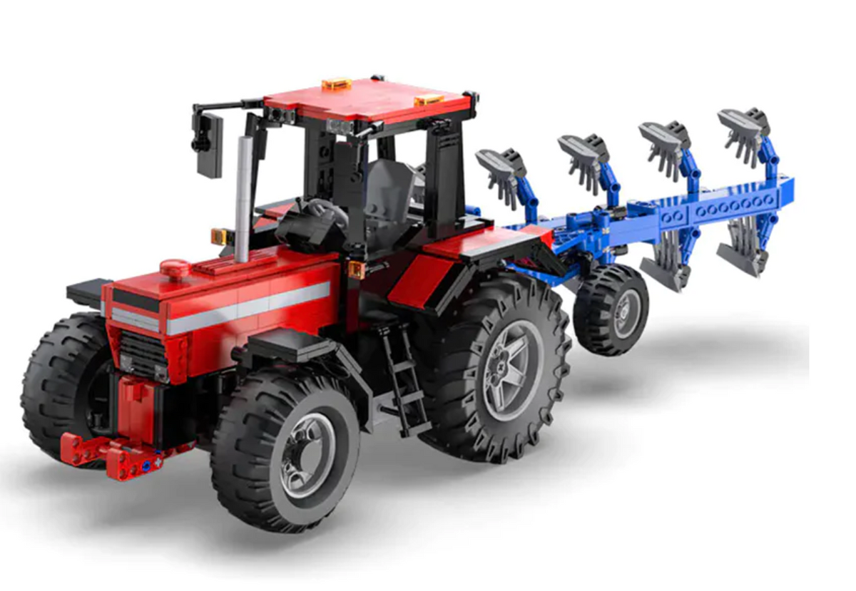 Remote Controlled Case IH Tractor Plow Technical Powered MOC Brick S Toy Brick Lighting