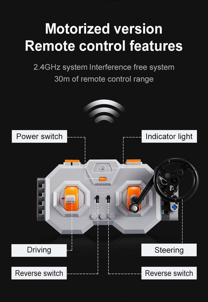 Remote Controlled Citroen 2CV Technical Powered MOC Brick Set - Toy Brick Lighting