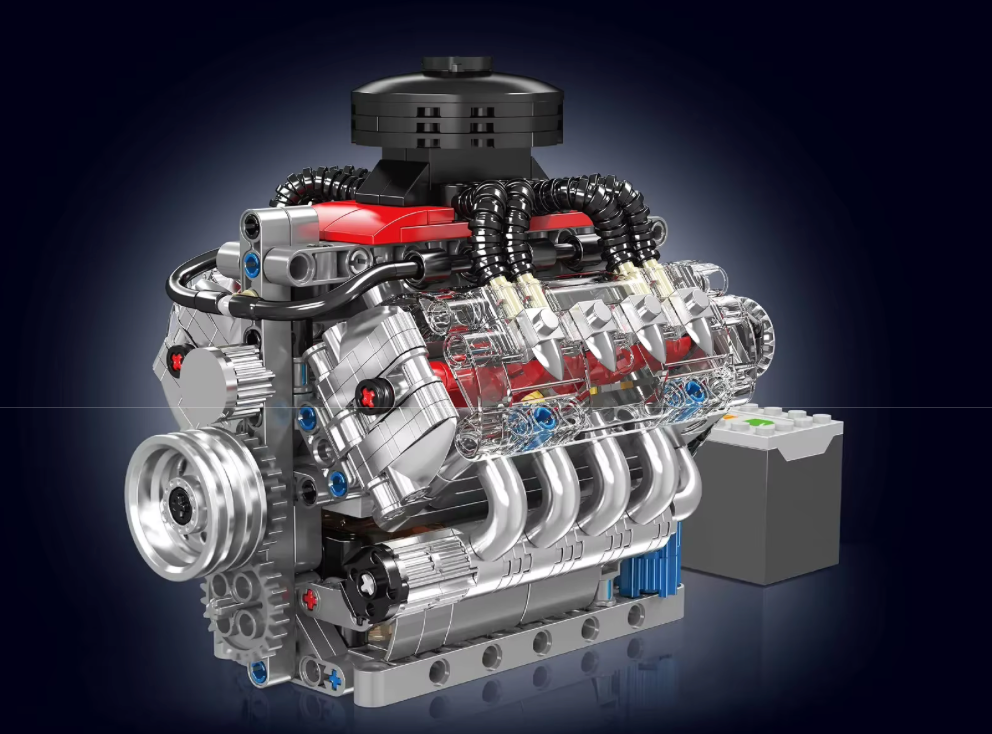 Engine Drive Set Electrical Driven Chevrolet V8 Engine MOC Brick Set – Toy Brick Lighting