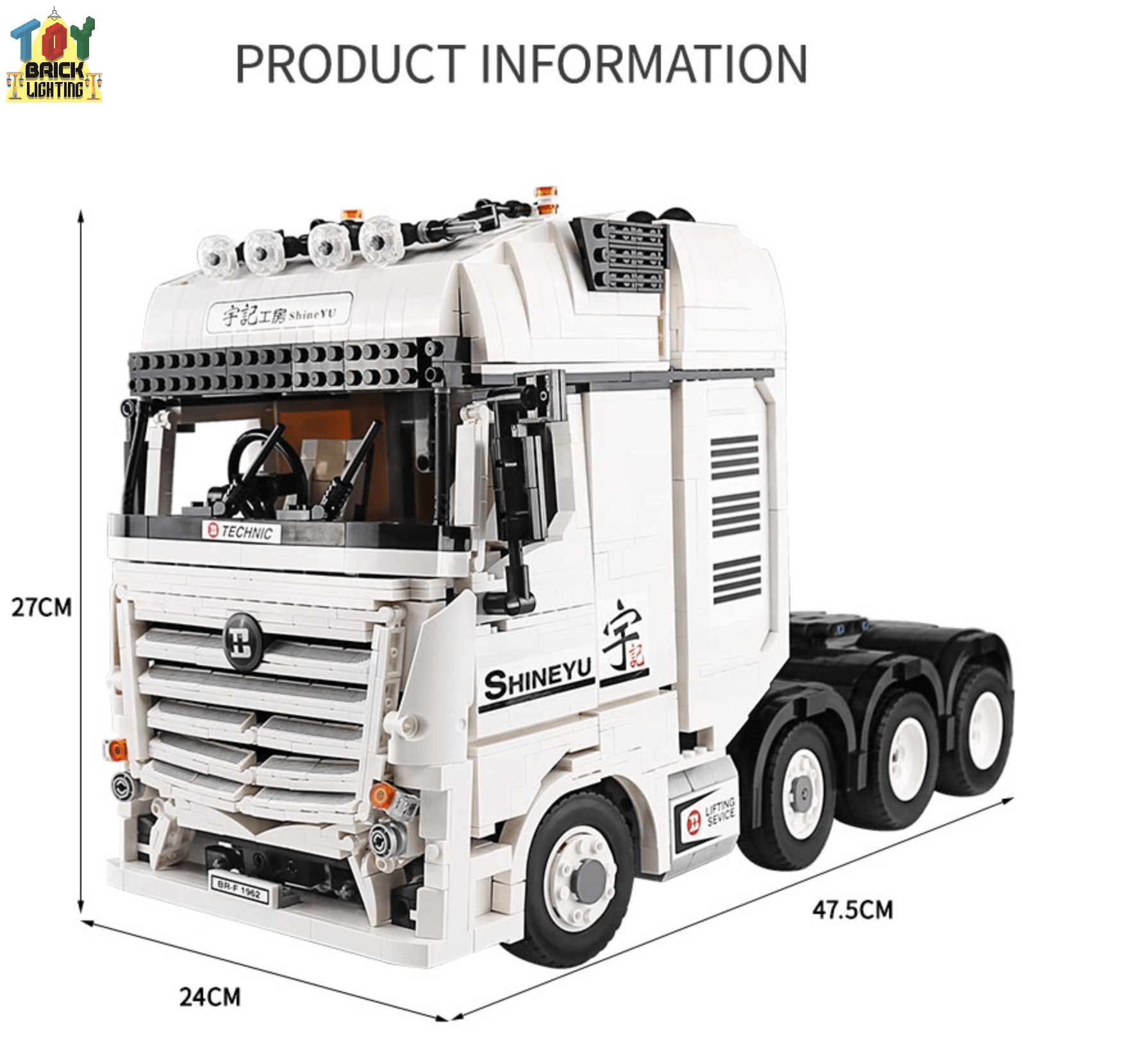 Camion-grue télécommandé/ensemble de briques MOC actionné  pneumatique/technique