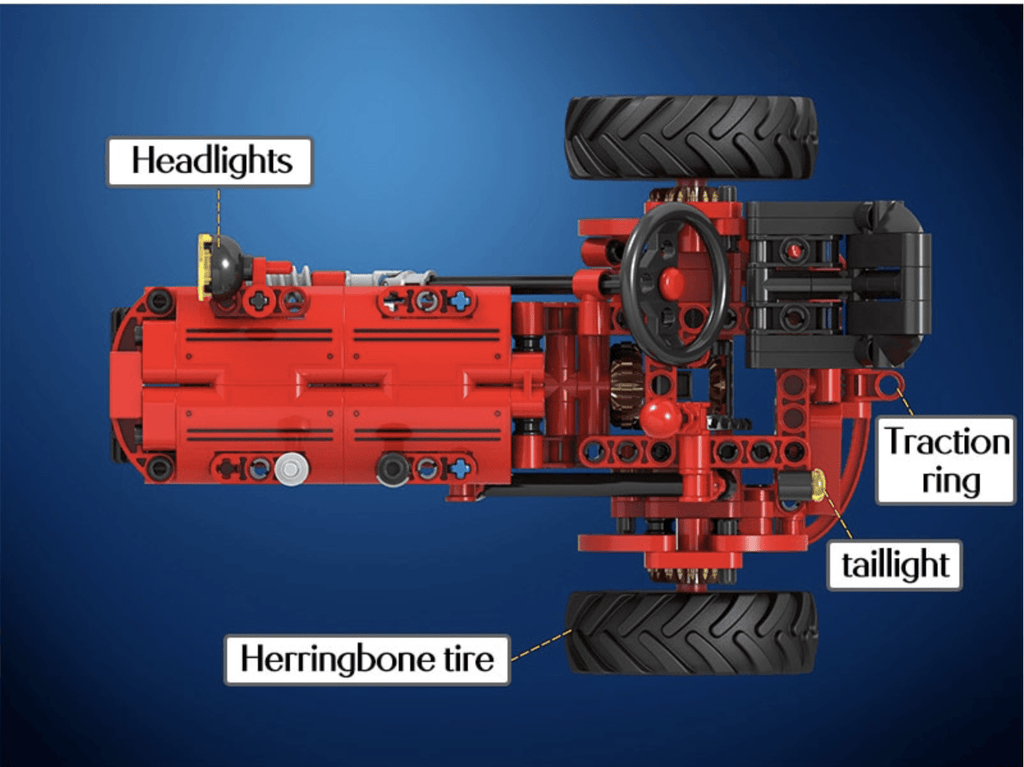 Red Oldtimer Tractor Classic Technic MOC Brick Set - Toy Brick Lighting
