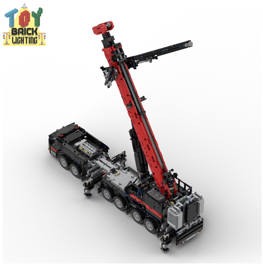 Remote Control Grove GMK 6400 Mobile Crane w/ 1.5m Arm Technical Powered MOC Brick Set - Toy Brick Lighting