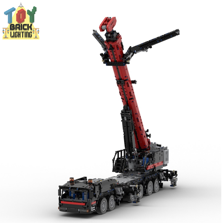 Remote Control Grove GMK 6400 Mobile Crane w/ 1.5m Arm Technical Powered MOC Brick Set - Toy Brick Lighting