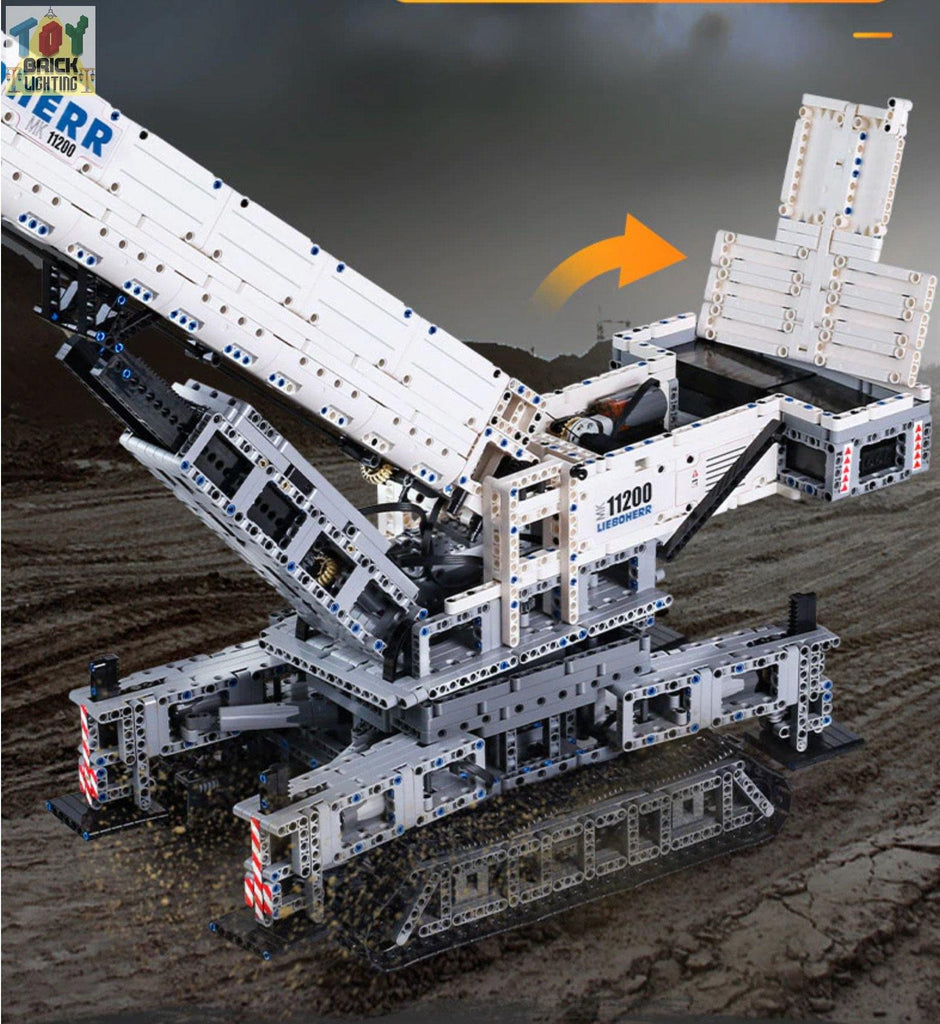 Remote Control Liebherr LTR 1100 Crawler Crane Technical Powered MOC Brick Set - Toy Brick Lighting