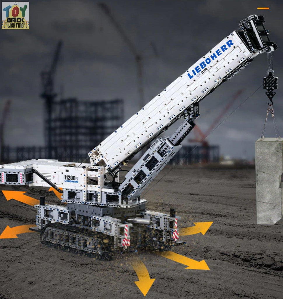 Remote Control Liebherr LTR 1100 Crawler Crane Technical Powered MOC Brick Set - Toy Brick Lighting