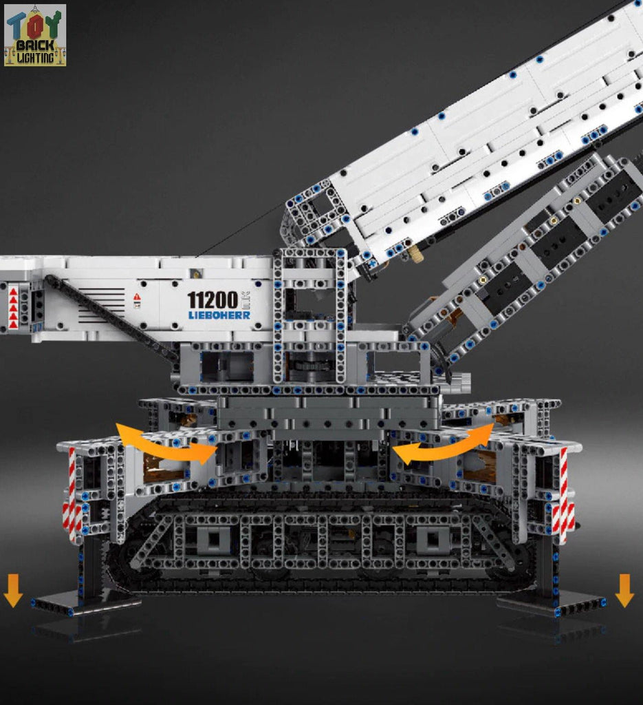 Remote Control Liebherr LTR 1100 Crawler Crane Technical Powered MOC Brick Set - Toy Brick Lighting