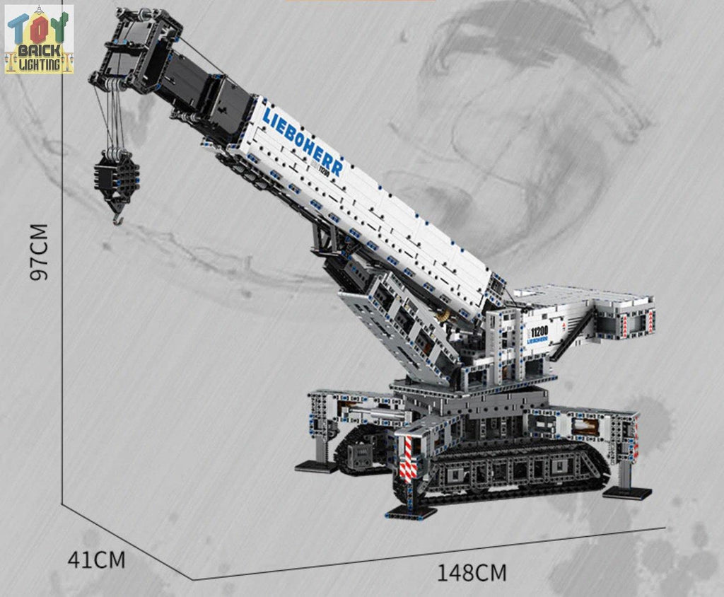 Remote Control Liebherr LTR 1100 Crawler Crane Technical Powered MOC Brick Set - Toy Brick Lighting