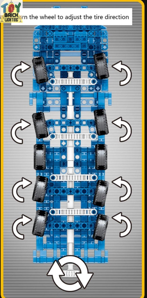 Yellow Mobile Crane Technical MOC Brick Set - Toy Brick Lighting