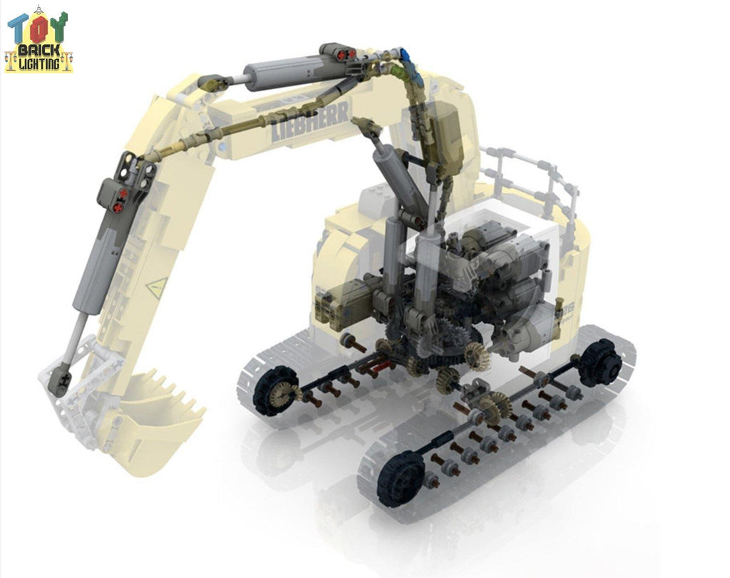 Liebherr R926 Crawler Excavator Technical powered MOC Brick Set - Toy Brick Lighting