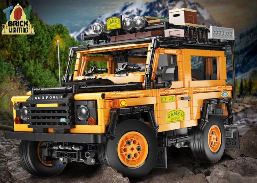 Remote Control Safari Land Rover Technical Powered MOC Brick Set - Toy Brick Lighting