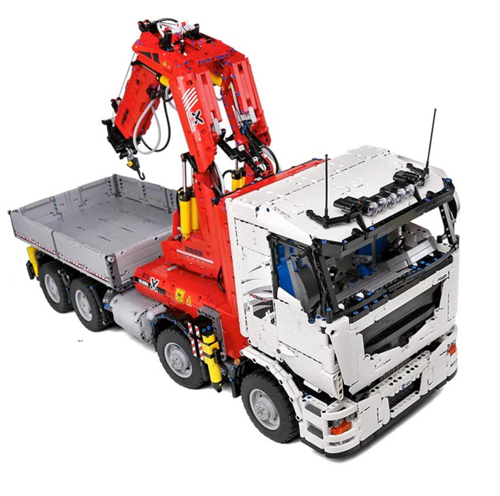 Remote Controlled Crane Truck / Pneumatic / Technical Powered MOC Brick Set - Toy Brick Lighting