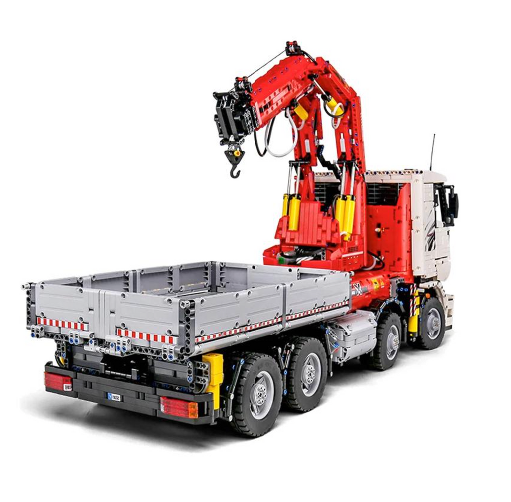 Remote Controlled Crane Truck / Pneumatic / Technical Powered MOC Brick Set - Toy Brick Lighting