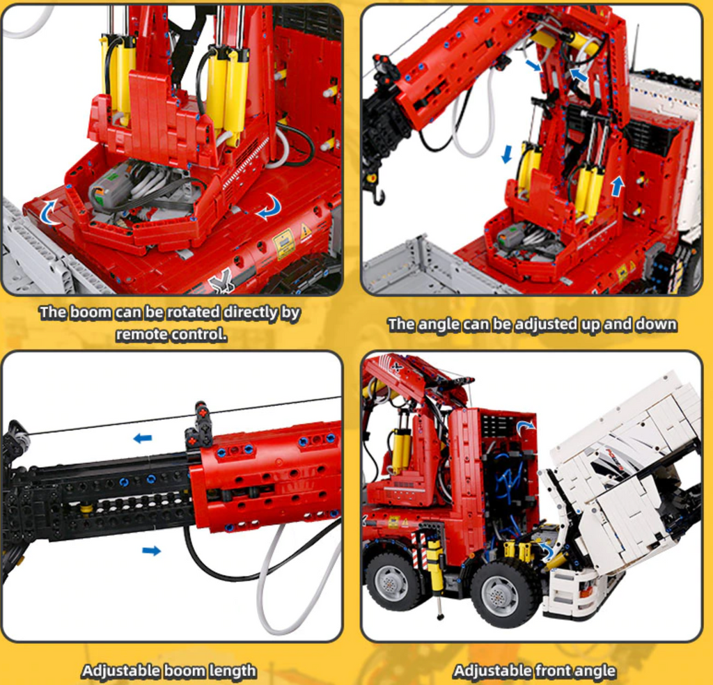 Remote Controlled Crane Truck / Pneumatic / Technical Powered MOC Brick Set - Toy Brick Lighting