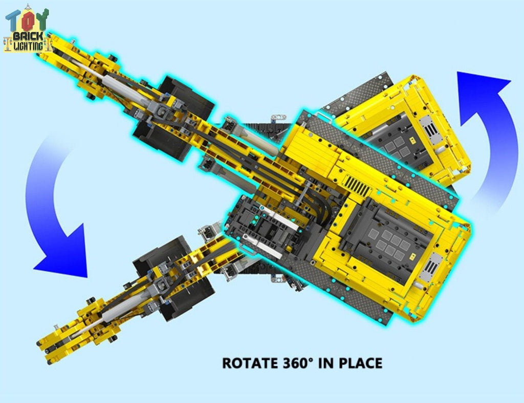 Remote Control Liebherr R980 Crawler Excavator Technical Powered MOC Brick Set - Toy Brick Lighting