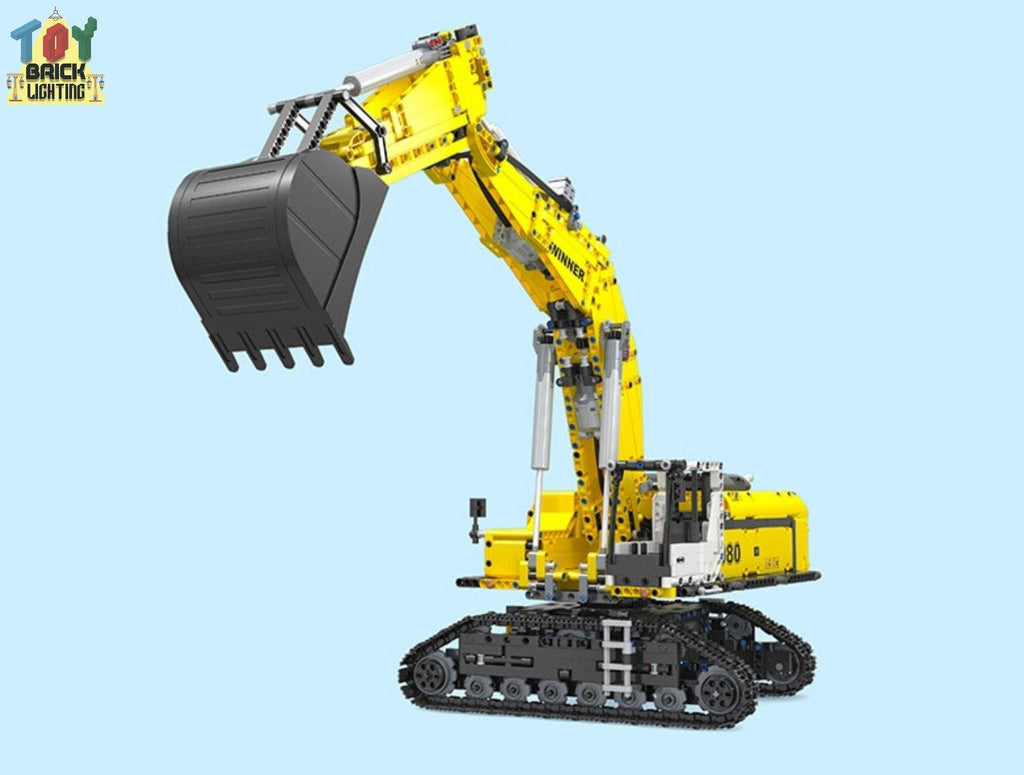 Remote Control Liebherr R980 Crawler Excavator Technical Powered MOC Brick Set - Toy Brick Lighting