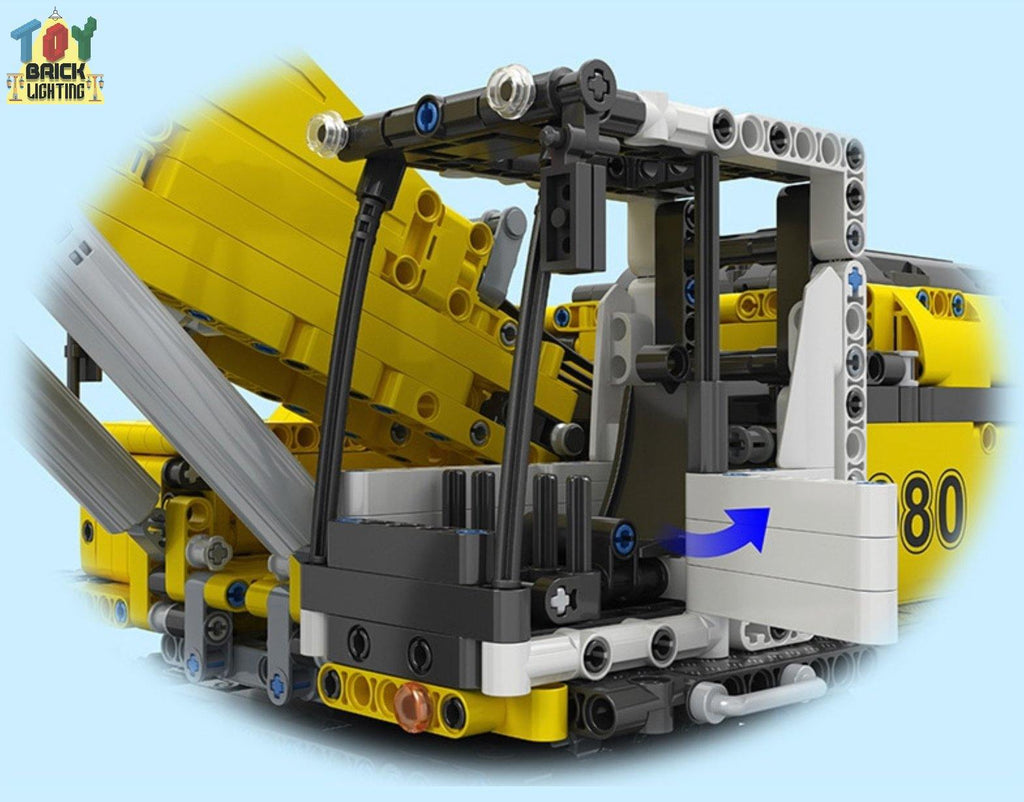 Remote Control Liebherr R980 Crawler Excavator Technical Powered MOC Brick Set - Toy Brick Lighting