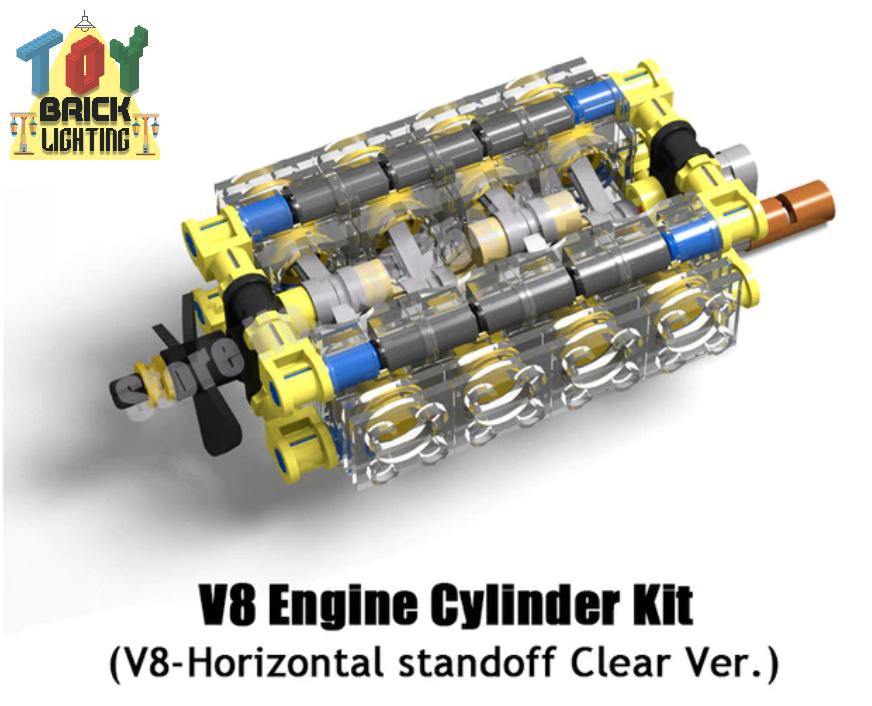 V8 Engine Technical Powered MOC Brick Set - Toy Brick Lighting