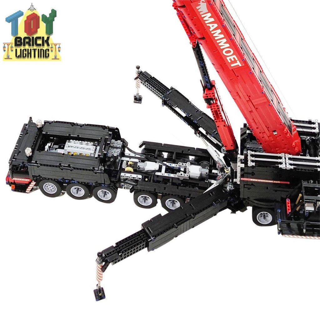 V2 Remote Control Liebherr LTM-1750 9.1 MAMMOET EDITION Mobile Crane w/ 2m Arm Technical Powered MOC Brick Set VERSION 2 - Toy Brick Lighting
