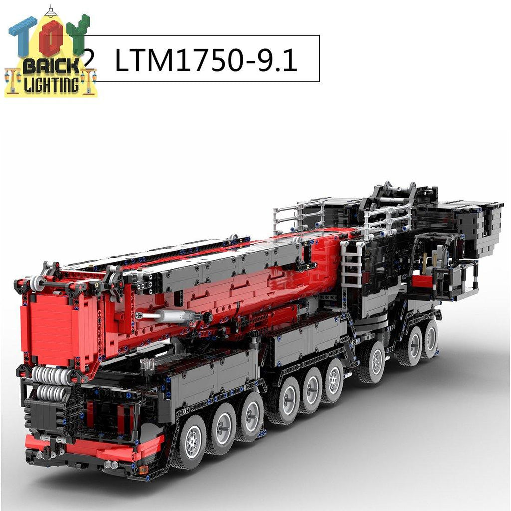 V2 Remote Control Liebherr LTM-1750 9.1 MAMMOET EDITION Mobile Crane w/ 2m Arm Technical Powered MOC Brick Set VERSION 2 - Toy Brick Lighting