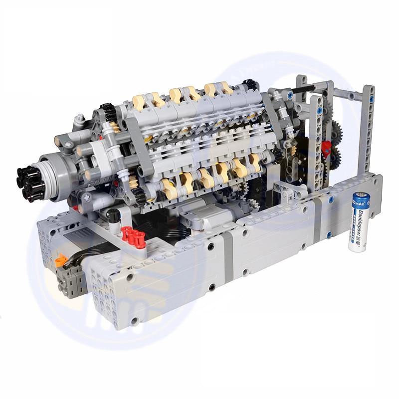 V42 Engine Technical Powered MOC Brick Set - Toy Brick Lighting