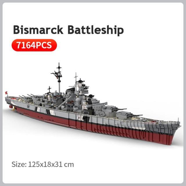 WW2 Bismarck Battle Ship MOC Brick Set - Toy Brick Lighting