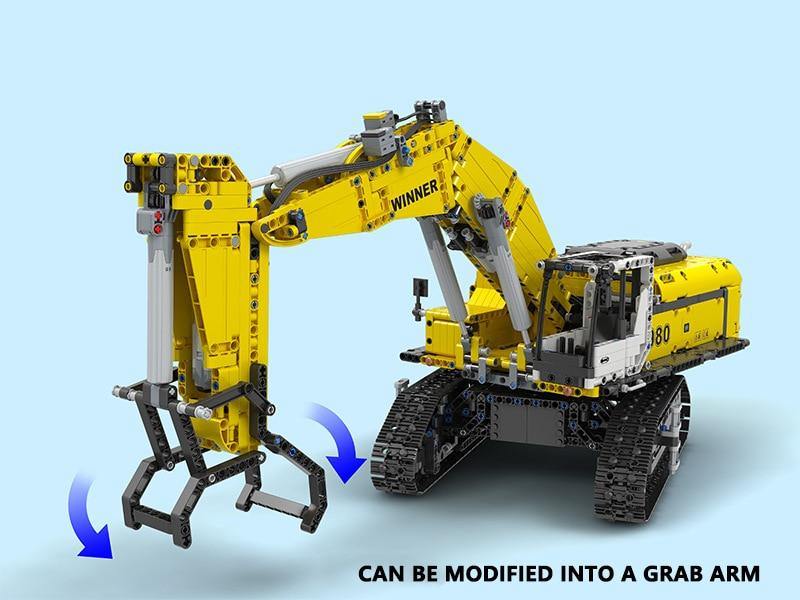 Remote Control Liebherr R980 Crawler Excavator Technical Powered MOC Brick Set - Toy Brick Lighting