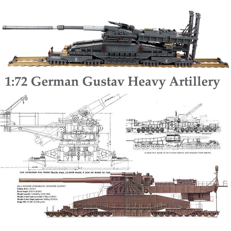 WW2 German Gustav Artillery Railway Gun MOC Brick Set