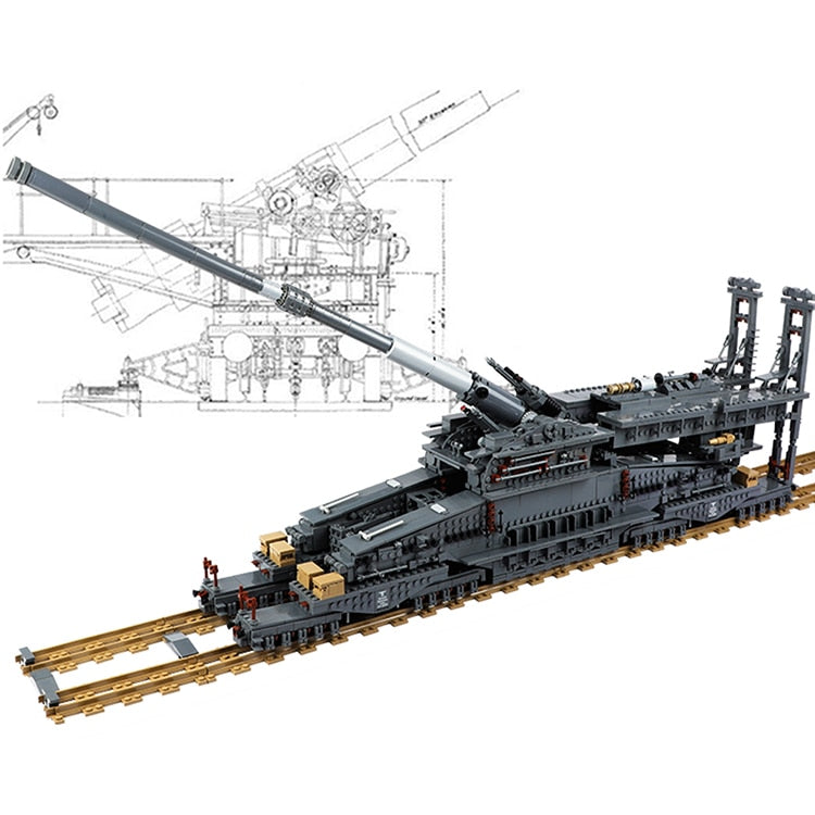 Military MOC 853pcs Schwerer Gustav Model Heavy Gustav Cannon Gun