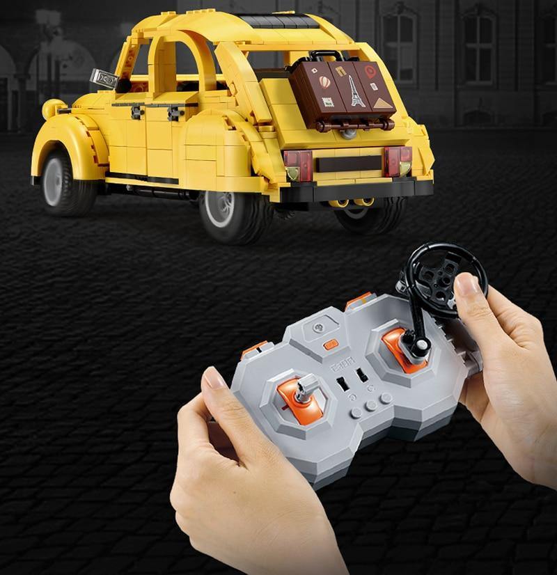 Remote Controlled Citroen 2CV Technical Powered MOC Brick Set - Toy Brick Lighting