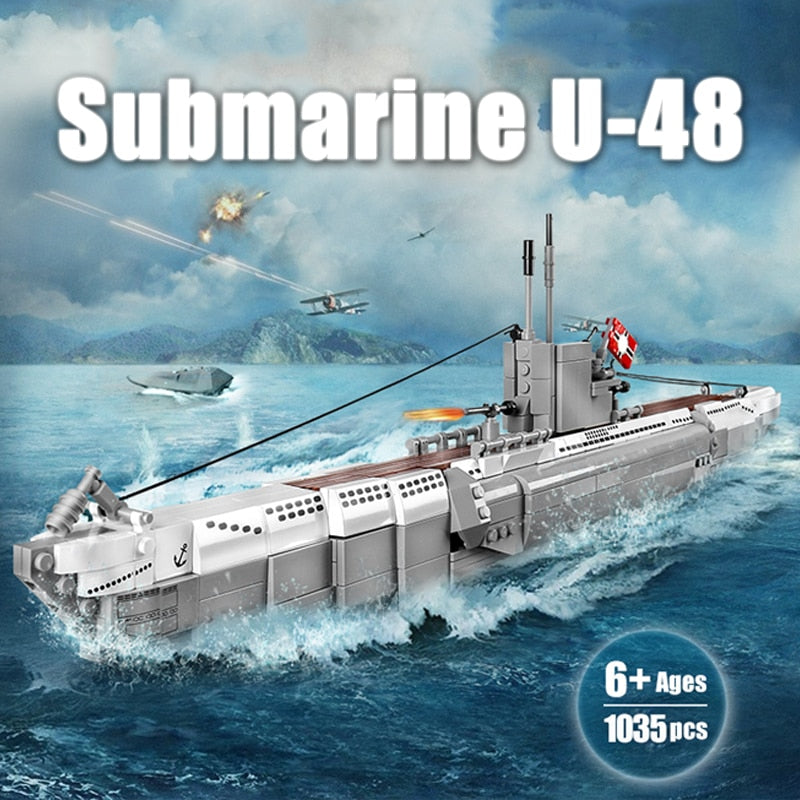 WW2 German Military Submarine U-48 MOC Brick Set